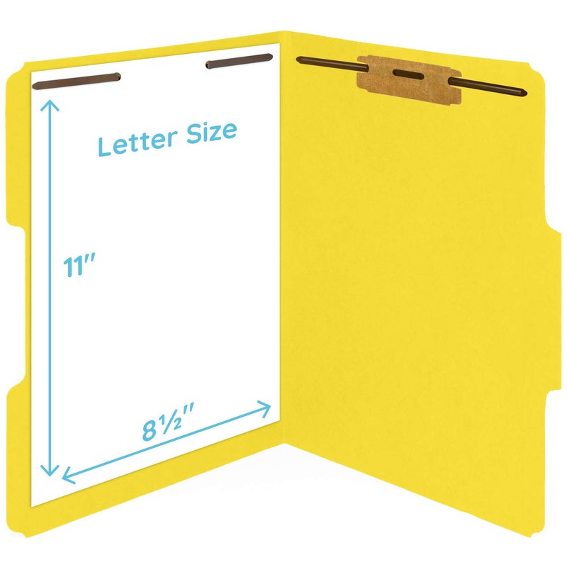 Blue Summit Supplies 50 Yellow Fastener File Folders - 1/3 Cut Reinforced Tab - Durable 2 Prongs Bonded Fastener Designed to Organize Standard Medical Files, Office Reports - Letter Size, Yellow, 50 Pack - Image 5